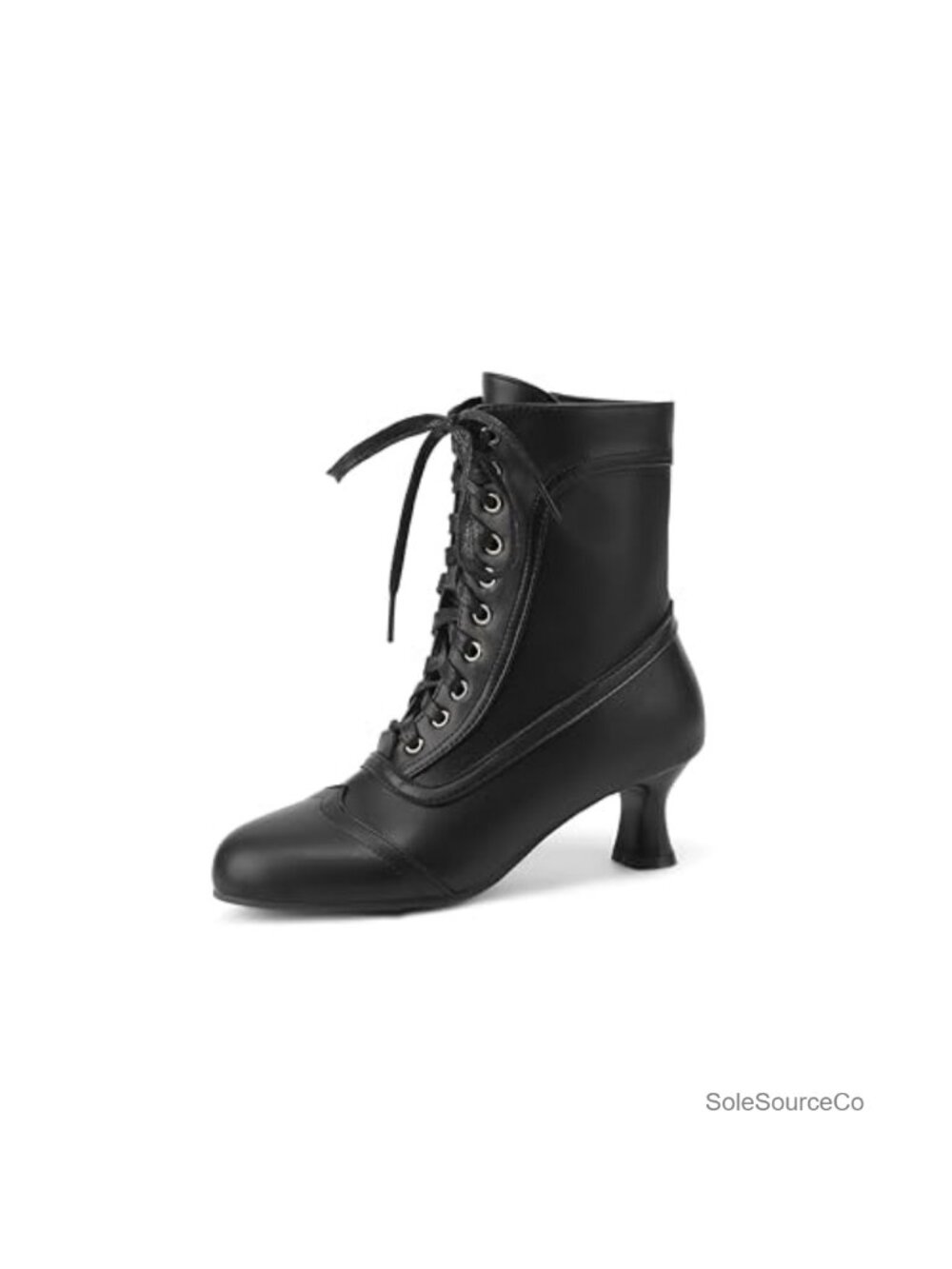 Victorian Lace-Up Ankle Boots Kitten Heel with Side Zipper